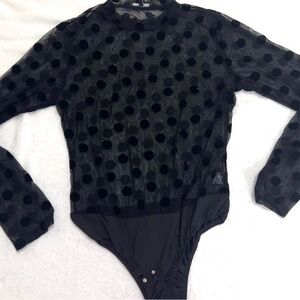 Velvet polka dot sheer bodysuit | barely worn | Shinestar